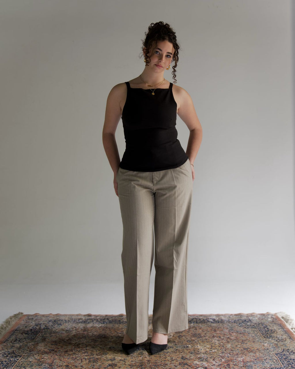 Sforza beige pinstriped pants