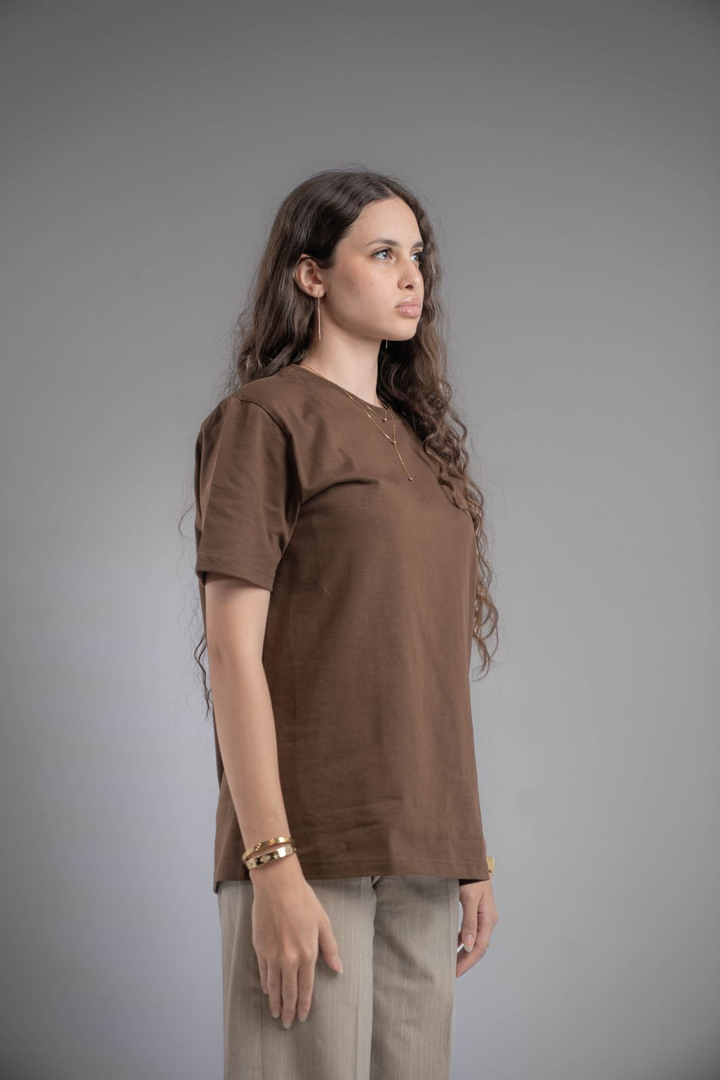 Brown Heavy weighted unisex T-shirt